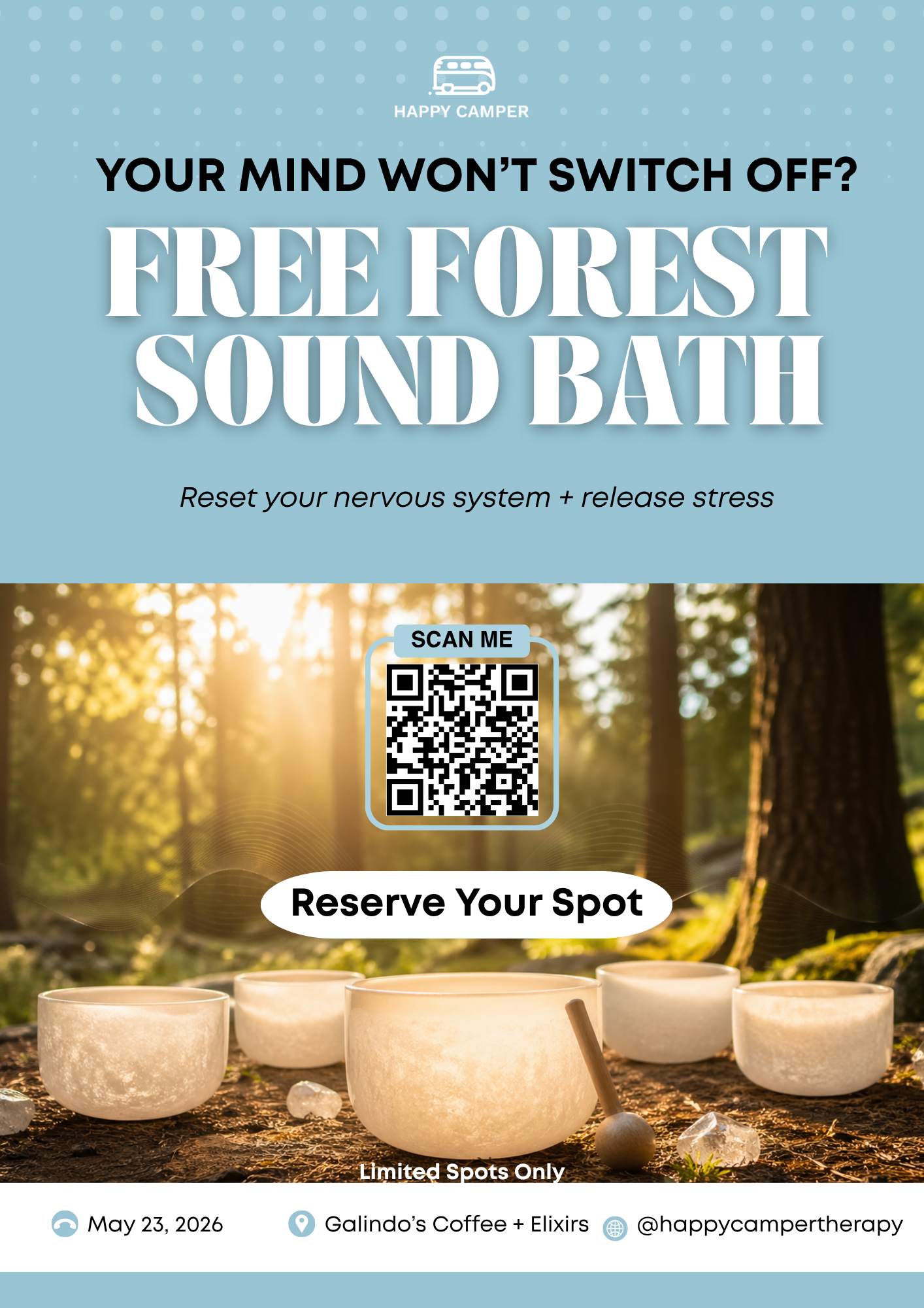 A peaceful forest clearing for a sound bath session