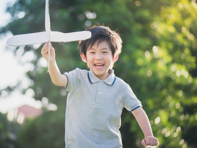 Boy playing outside
