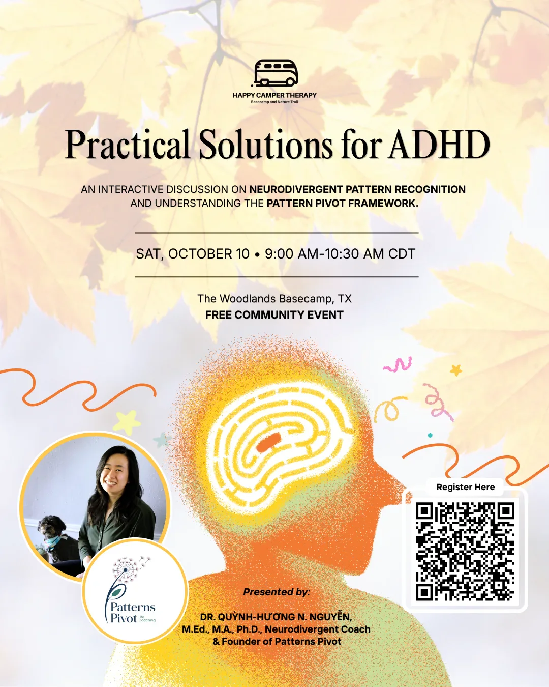 Practical Solutions for ADHD workshop poster for the October 10, 2026 event