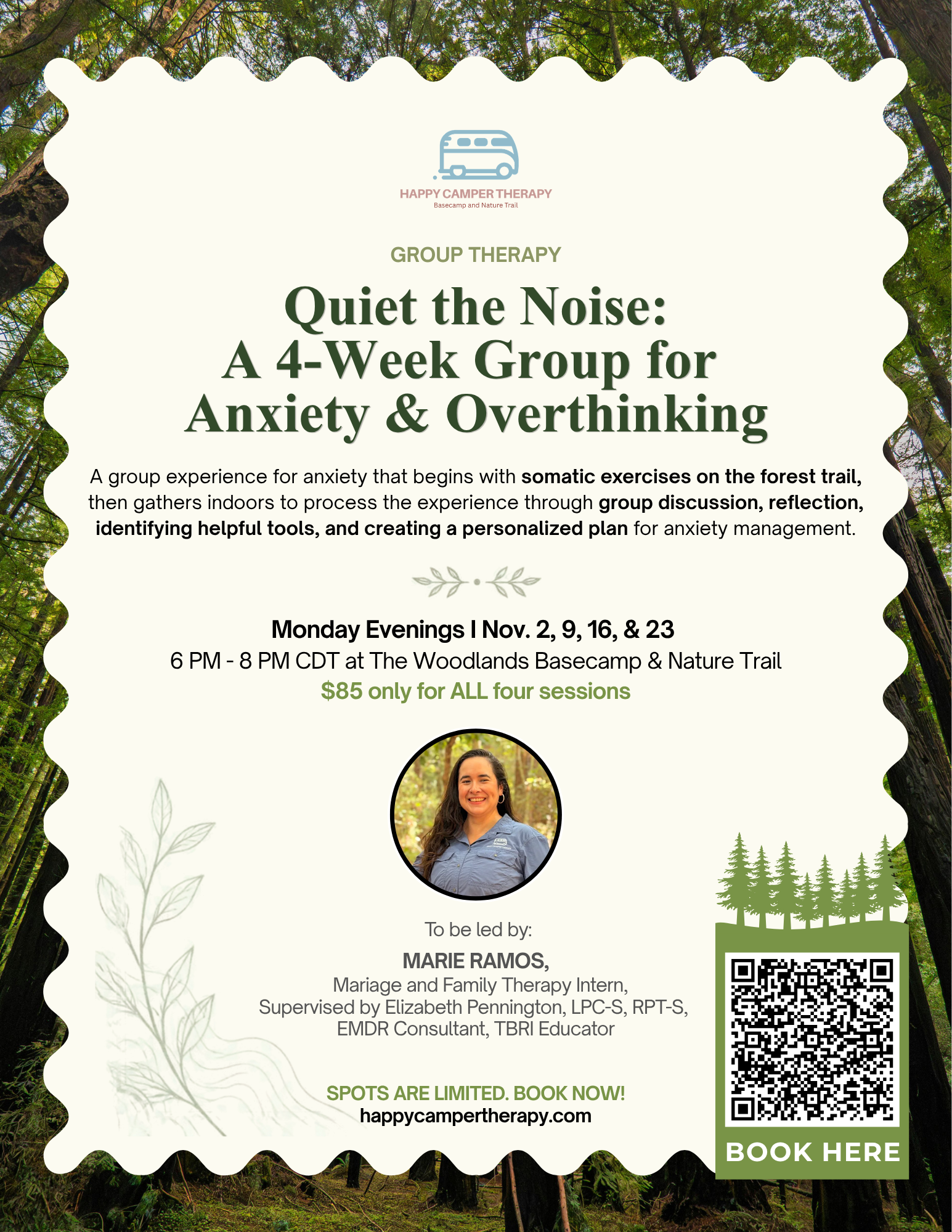 Quiet the Noise four-week anxiety and overthinking group flyer